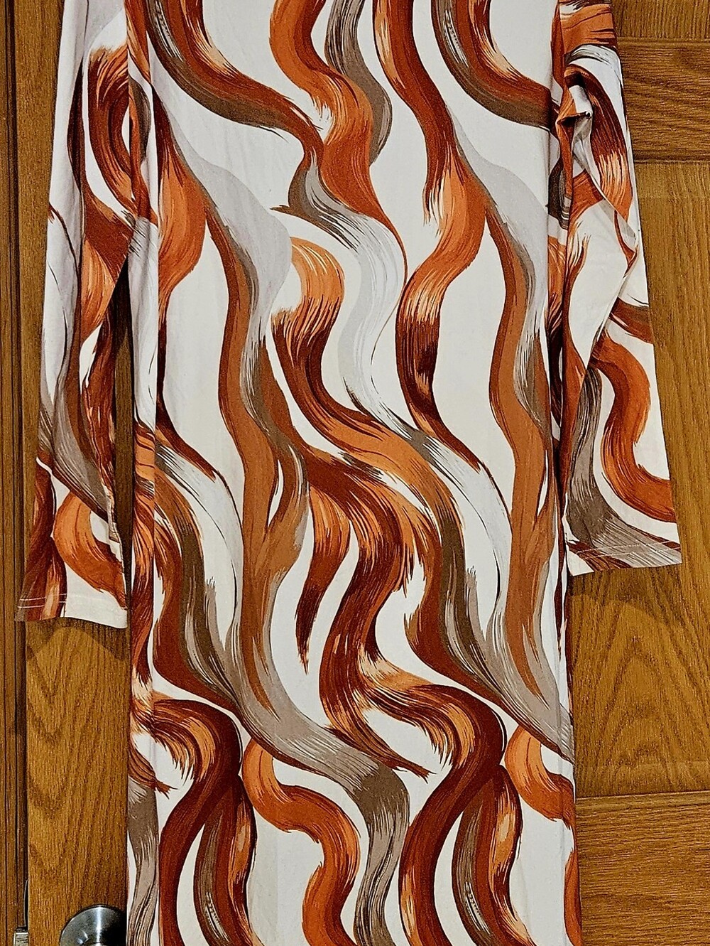 Vintage Style Abstract Swirl Print Mock Neck Long Sleeve Tunic